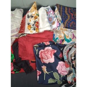 Vintage LOT 10 Silk or Blend Scarves Floral Paisley Asst. Sizes Cutter Craft